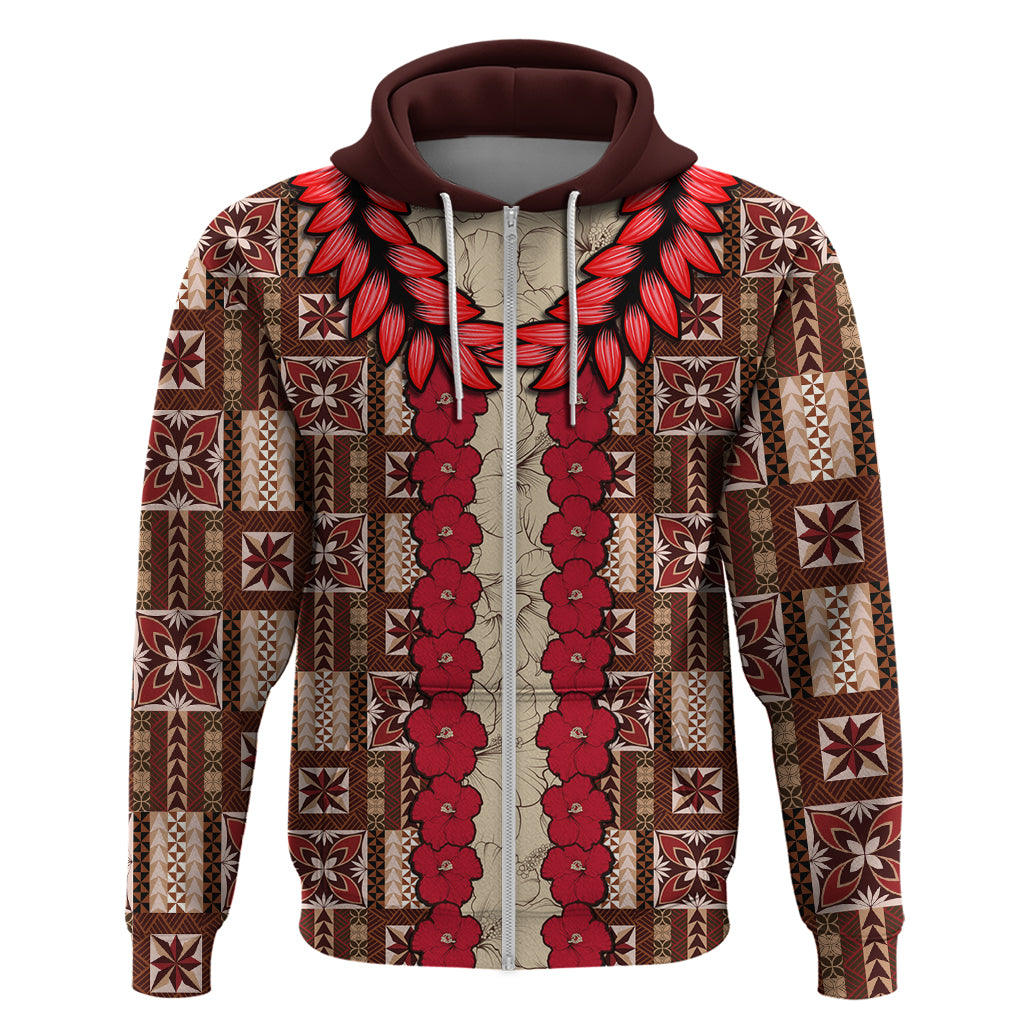 Samoa Siapo Hoodie Tapa Pattern Mix Ula Fala Hibiscus - Wonder Print Shop