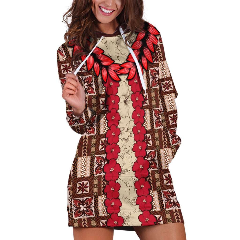 Samoa Siapo Hoodie Dress Tapa Pattern Mix Ula Fala Hibiscus - Wonder Print Shop