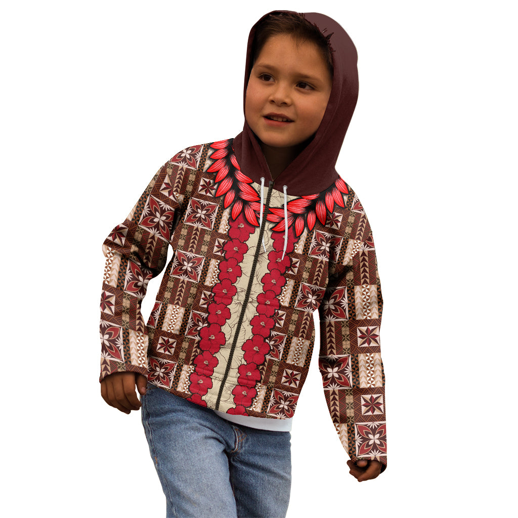 Samoa Siapo Kid Hoodie Tapa Pattern Mix Ula Fala Hibiscus - Wonder Print Shop