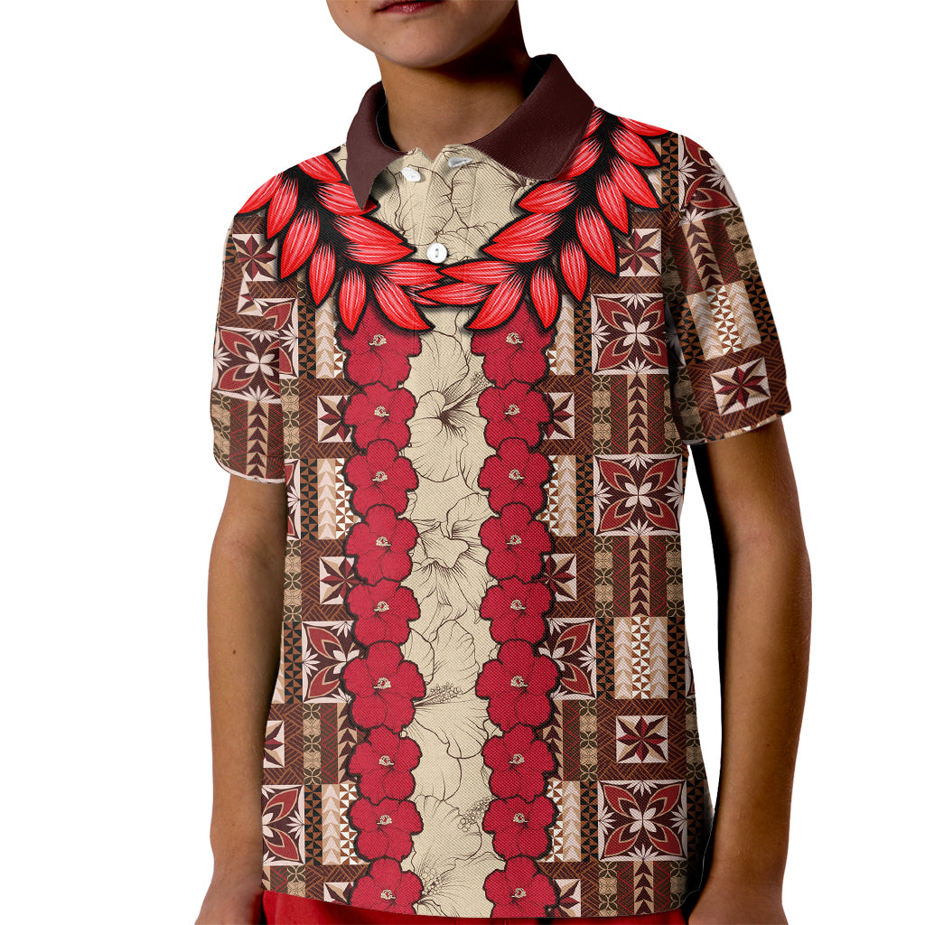 Samoa Siapo Kid Polo Shirt Tapa Pattern Mix Ula Fala Hibiscus - Wonder Print Shop