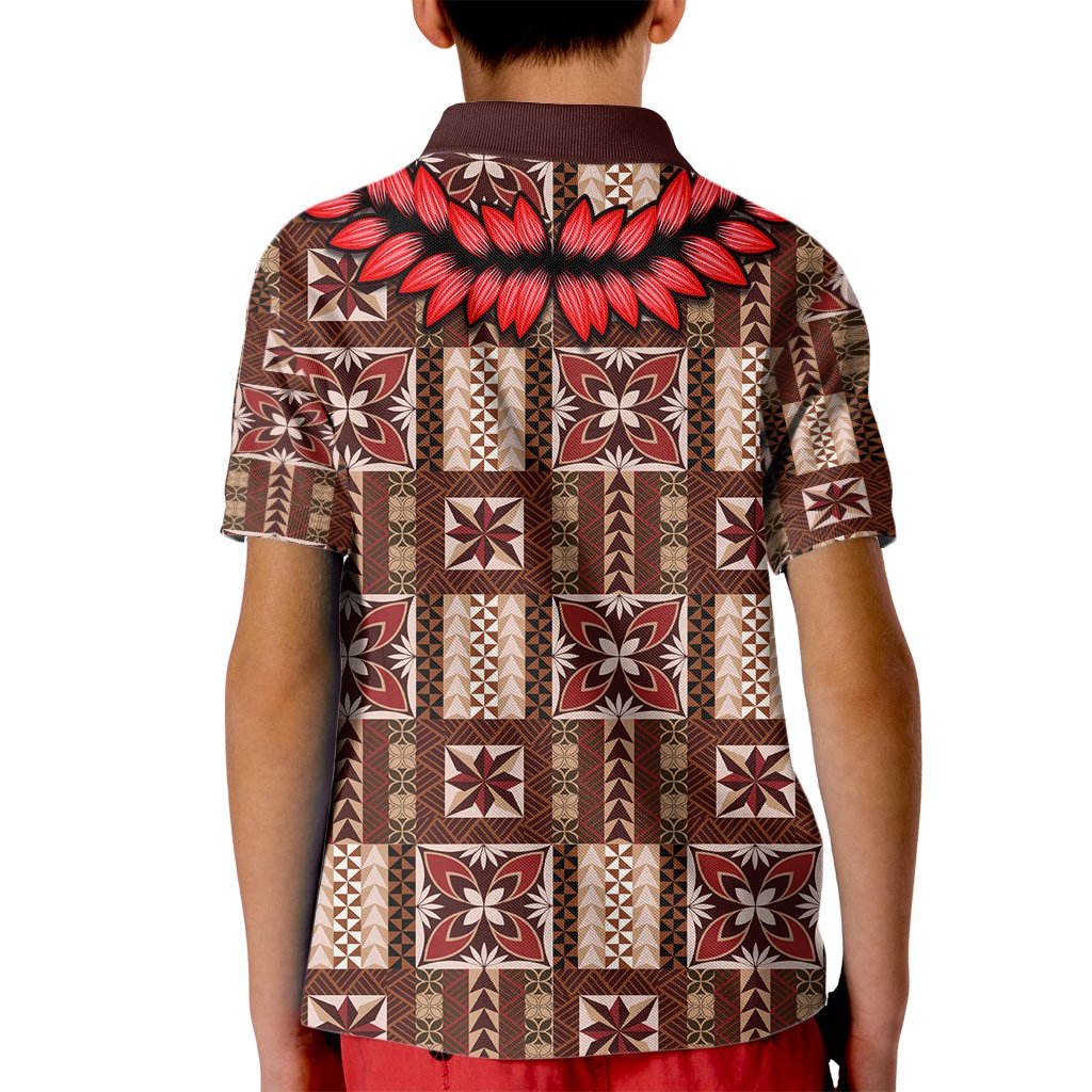 Samoa Siapo Kid Polo Shirt Tapa Pattern Mix Ula Fala Hibiscus - Wonder Print Shop