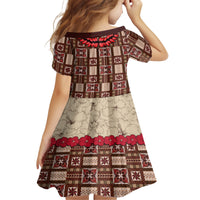 Samoa Siapo Kid Short Sleeve Dress Tapa Pattern Mix Ula Fala Hibiscus - Wonder Print Shop