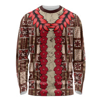 Samoa Siapo Long Sleeve Shirt Tapa Pattern Mix Ula Fala Hibiscus - Wonder Print Shop