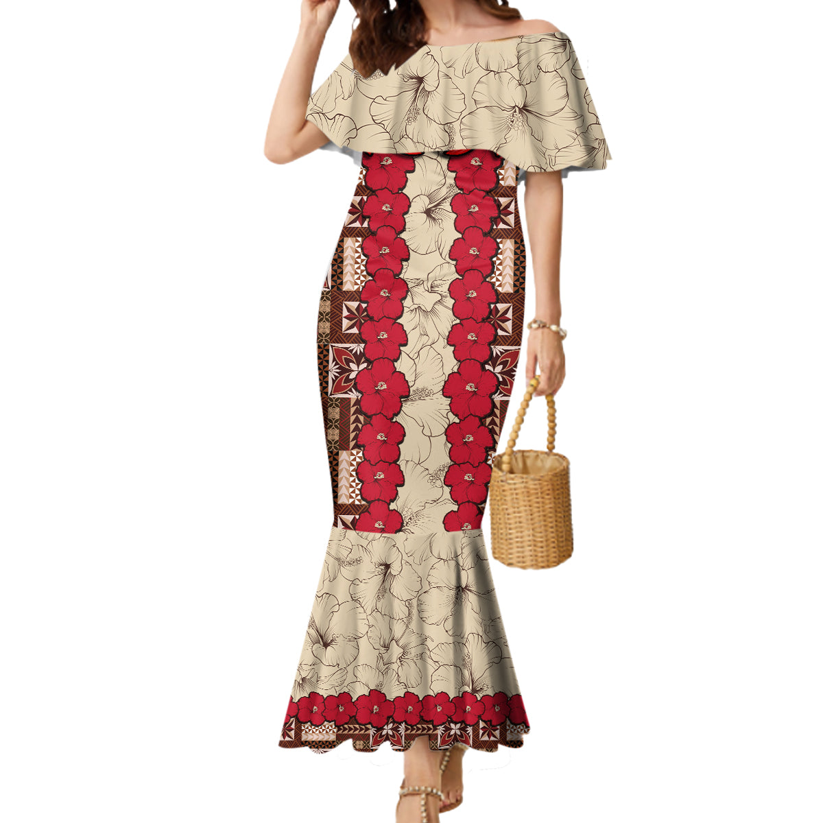 Samoa Siapo Mermaid Dress Tapa Pattern Mix Ula Fala Hibiscus - Wonder Print Shop