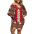Samoa Siapo Off Shoulder Short Dress Tapa Pattern Mix Ula Fala Hibiscus - Wonder Print Shop