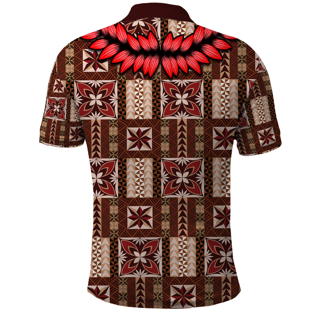 Samoa Siapo Polo Shirt Tapa Pattern Mix Ula Fala Hibiscus - Wonder Print Shop