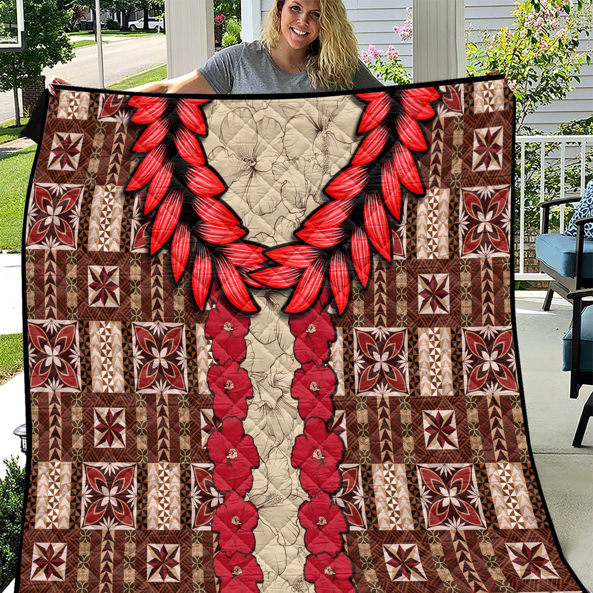 Samoa Siapo Quilt Tapa Pattern Mix Ula Fala Hibiscus - Wonder Print Shop
