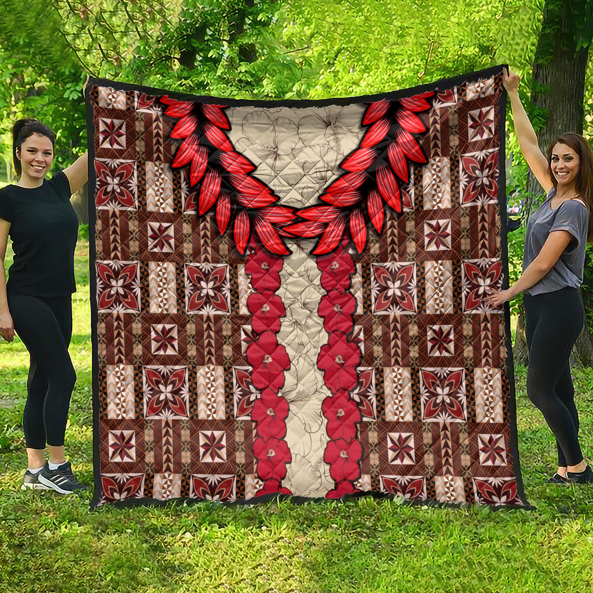 Samoa Siapo Quilt Tapa Pattern Mix Ula Fala Hibiscus - Wonder Print Shop