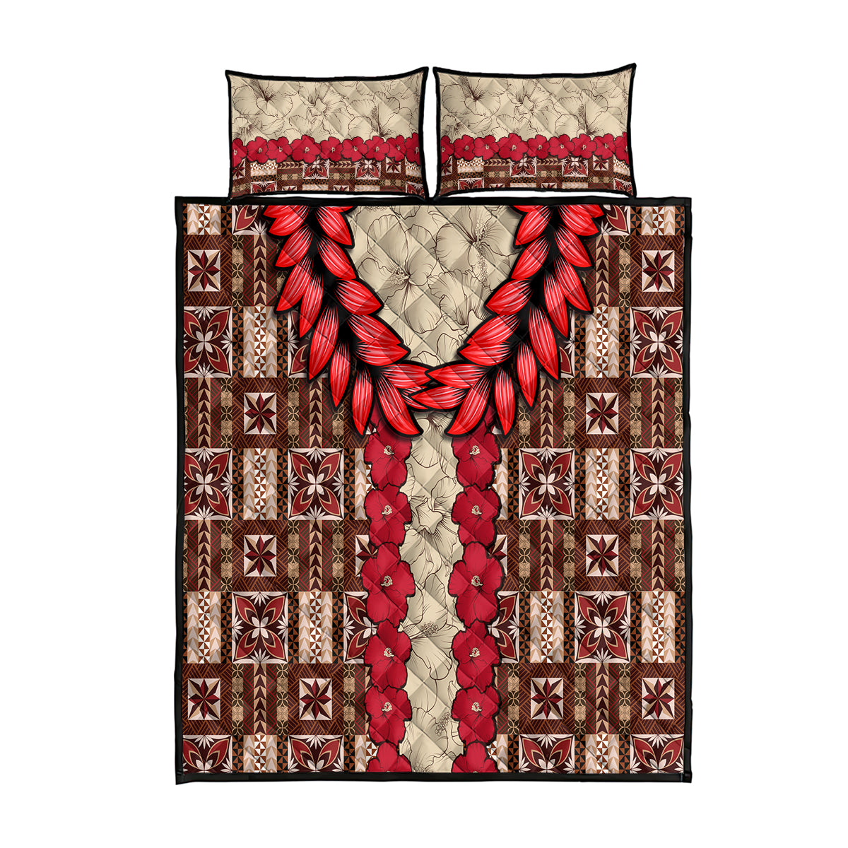 Samoa Siapo Quilt Bed Set Tapa Pattern Mix Ula Fala Hibiscus - Wonder Print Shop