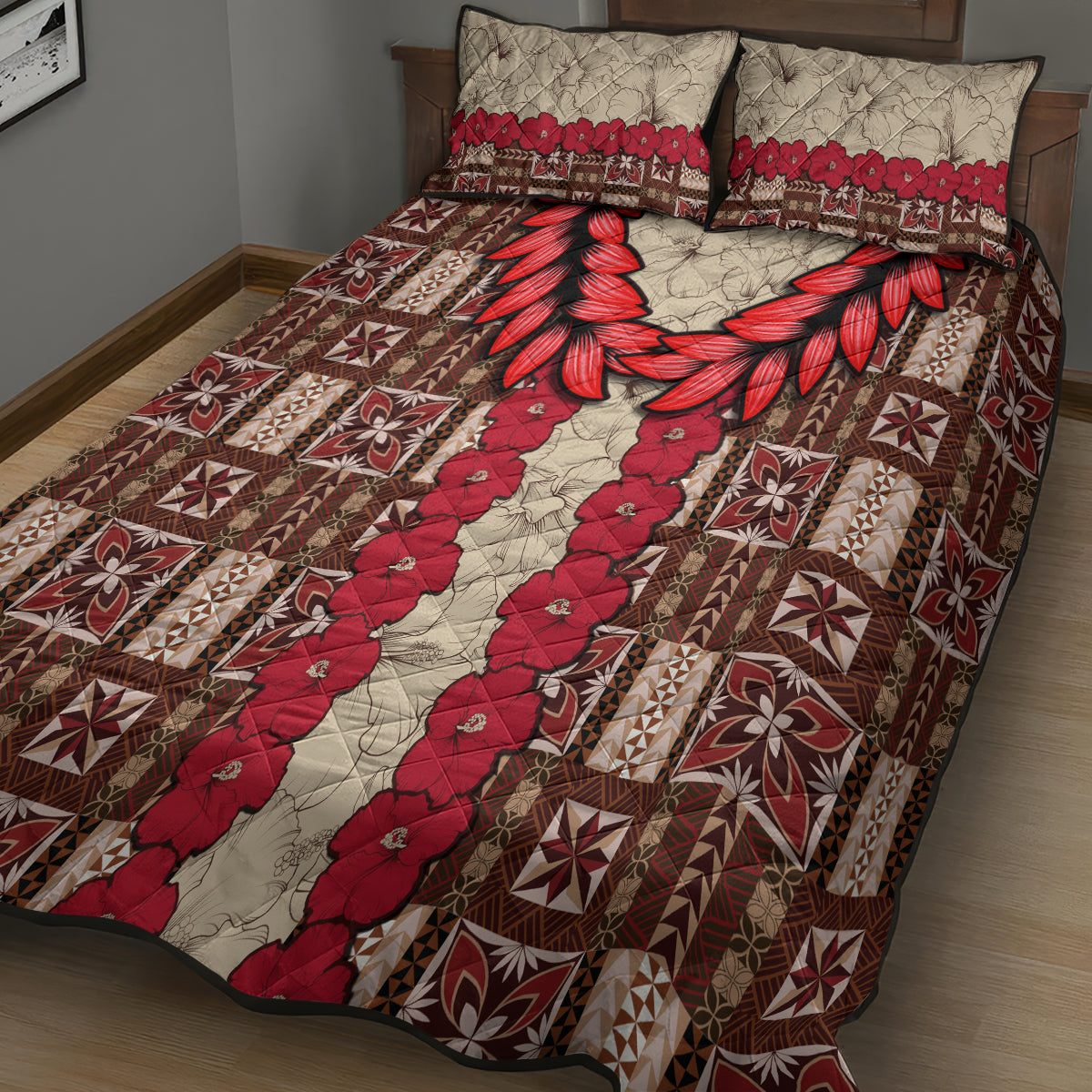 Samoa Siapo Quilt Bed Set Tapa Pattern Mix Ula Fala Hibiscus - Wonder Print Shop