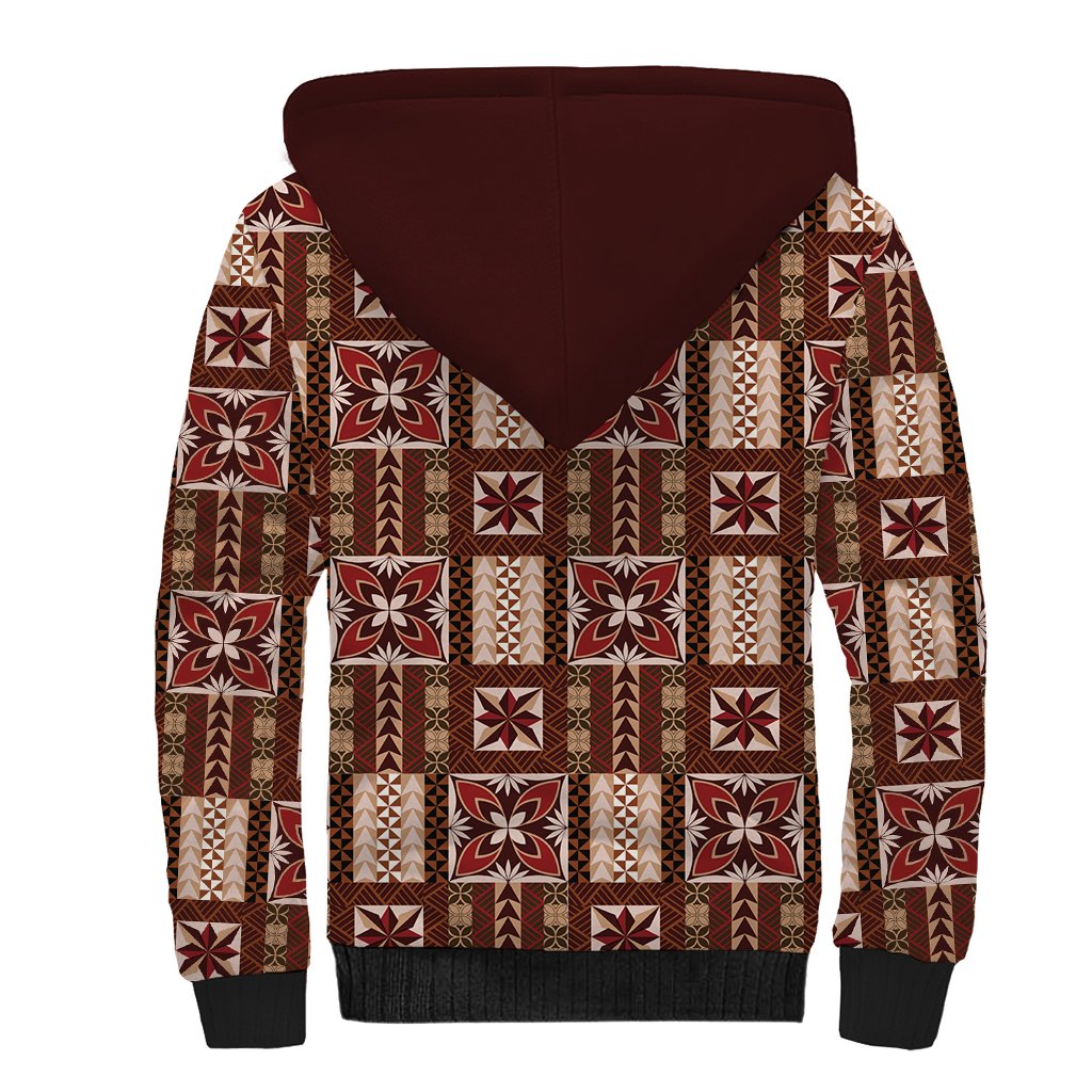 Samoa Siapo Sherpa Hoodie Tapa Pattern Mix Ula Fala Hibiscus - Wonder Print Shop