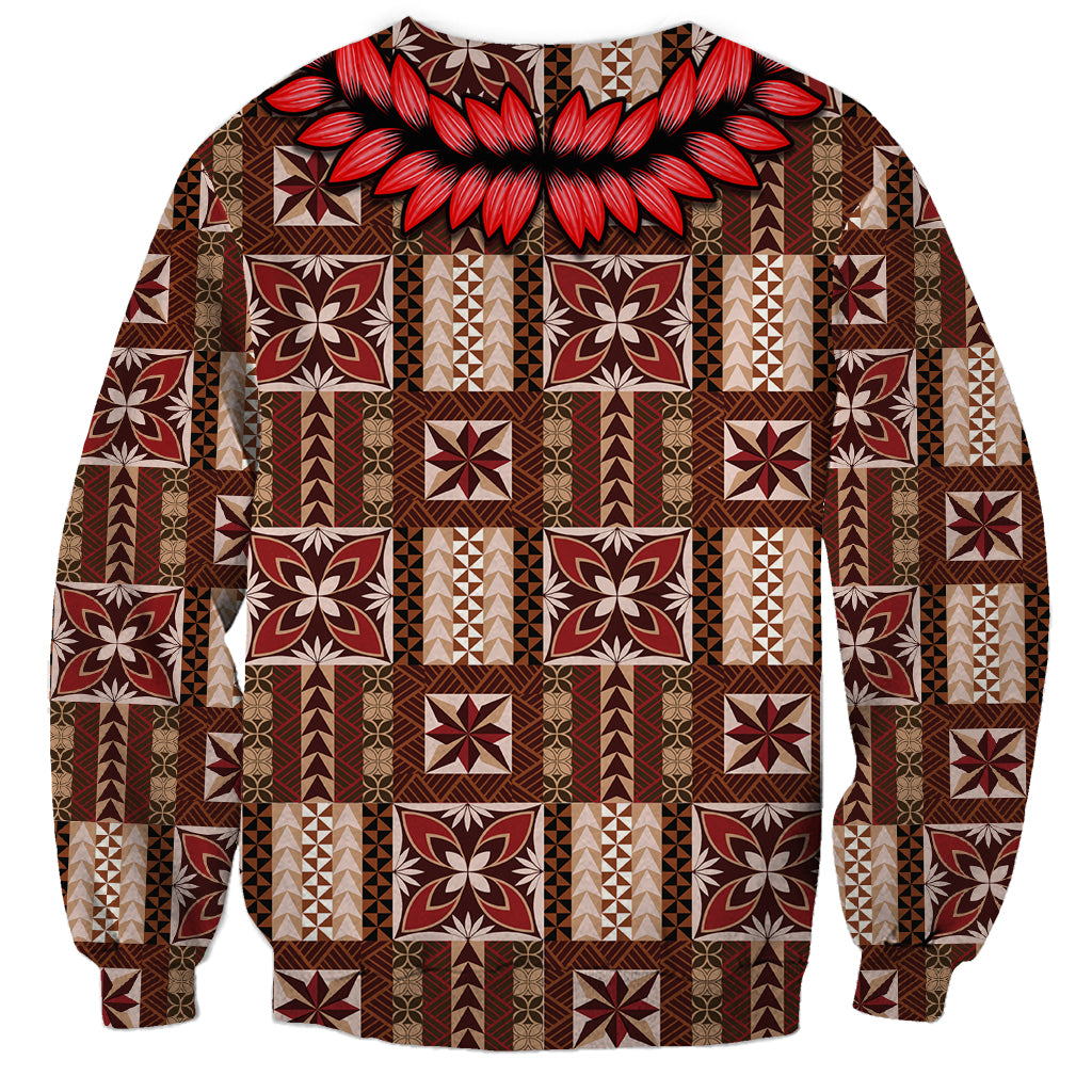 Samoa Siapo Sweatshirt Tapa Pattern Mix Ula Fala Hibiscus - Wonder Print Shop