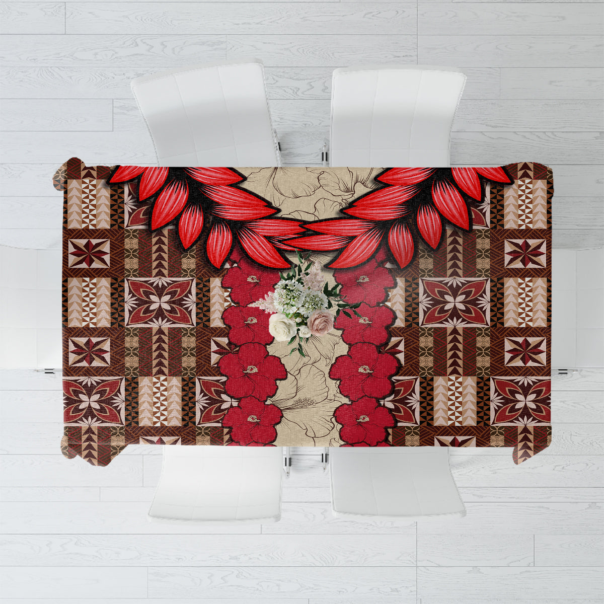 Samoa Siapo Tablecloth Tapa Pattern Mix Ula Fala Hibiscus - Wonder Print Shop
