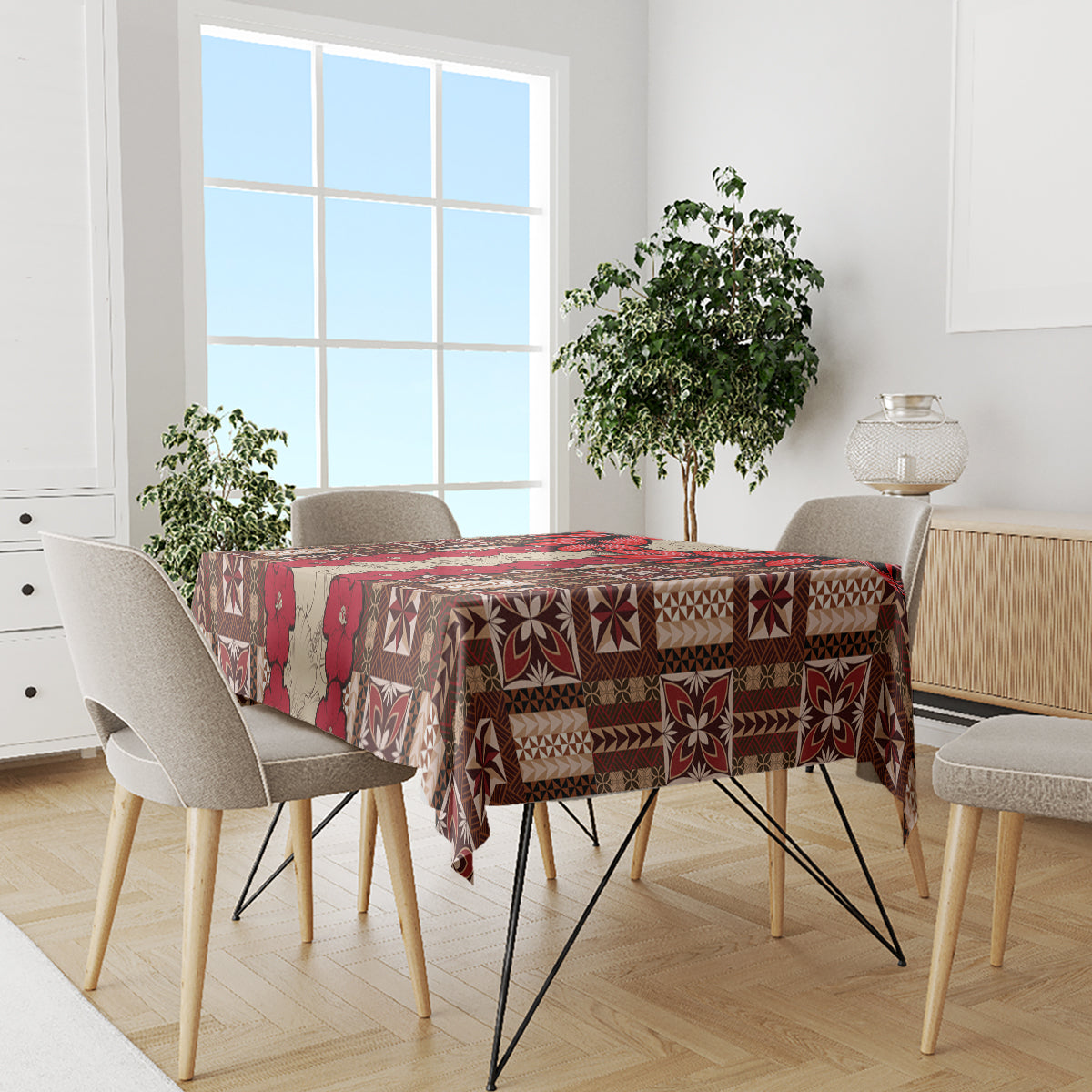 Samoa Siapo Tablecloth Tapa Pattern Mix Ula Fala Hibiscus - Wonder Print Shop