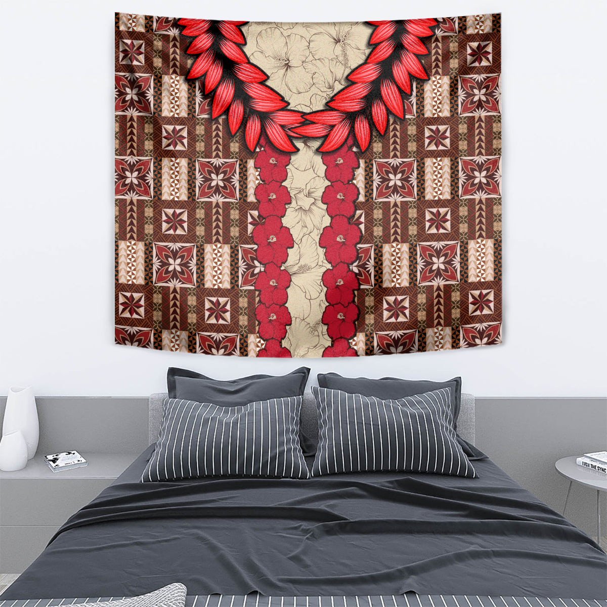 Samoa Siapo Tapestry Tapa Pattern Mix Ula Fala Hibiscus - Wonder Print Shop