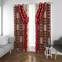 Samoa Siapo Window Curtain Tapa Pattern Mix Ula Fala Hibiscus - Wonder Print Shop