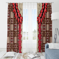 Samoa Siapo Window Curtain Tapa Pattern Mix Ula Fala Hibiscus - Wonder Print Shop