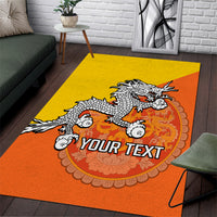 Personalised Bhutan National Day Area Rug Coat Of Arms Mix Flag Style - Wonder Print Shop