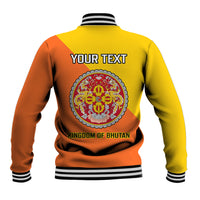 Personalised Bhutan National Day Baseball Jacket Coat Of Arms Mix Flag Style - Wonder Print Shop