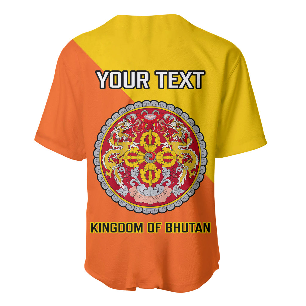 Personalised Bhutan National Day Baseball Jersey Coat Of Arms Mix Flag Style - Wonder Print Shop