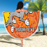 Personalised Bhutan National Day Beach Blanket Coat Of Arms Mix Flag Style - Wonder Print Shop