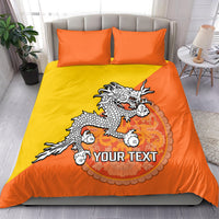 Personalised Bhutan National Day Bedding Set Coat Of Arms Mix Flag Style - Wonder Print Shop