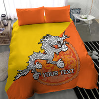 Personalised Bhutan National Day Bedding Set Coat Of Arms Mix Flag Style - Wonder Print Shop