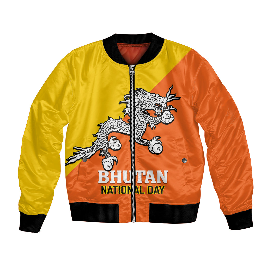 Personalised Bhutan National Day Bomber Jacket Coat Of Arms Mix Flag Style - Wonder Print Shop