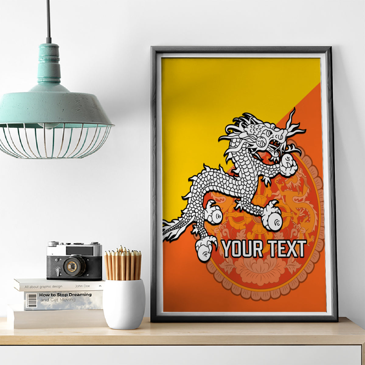 Personalised Bhutan National Day Canvas Wall Art Coat Of Arms Mix Flag Style - Wonder Print Shop
