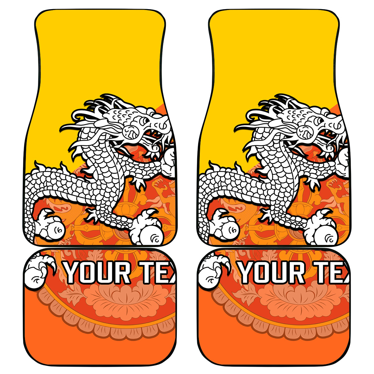 Personalised Bhutan National Day Car Mats Coat Of Arms Mix Flag Style - Wonder Print Shop