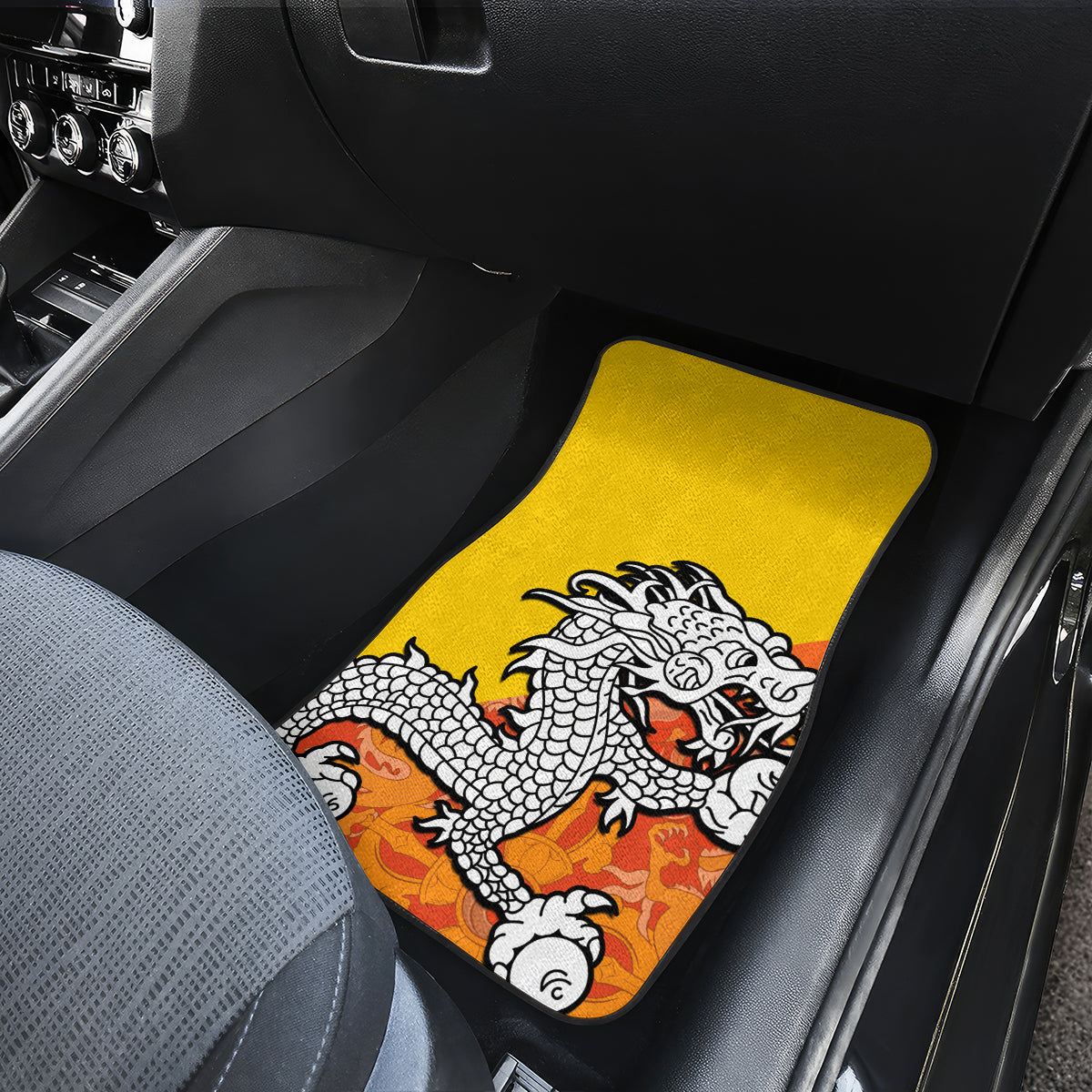 Personalised Bhutan National Day Car Mats Coat Of Arms Mix Flag Style - Wonder Print Shop