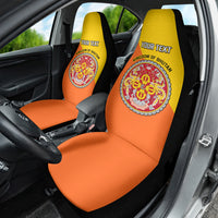 Personalised Bhutan National Day Car Seat Cover Coat Of Arms Mix Flag Style - Wonder Print Shop