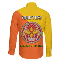 Personalised Bhutan National Day Family Matching Long Sleeve Bodycon Dress and Hawaiian Shirt Coat Of Arms Mix Flag Style - Wonder Print Shop