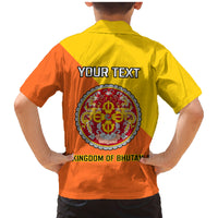 Personalised Bhutan National Day Family Matching Mermaid Dress and Hawaiian Shirt Coat Of Arms Mix Flag Style - Wonder Print Shop