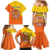 Personalised Bhutan National Day Family Matching Mermaid Dress and Hawaiian Shirt Coat Of Arms Mix Flag Style - Wonder Print Shop