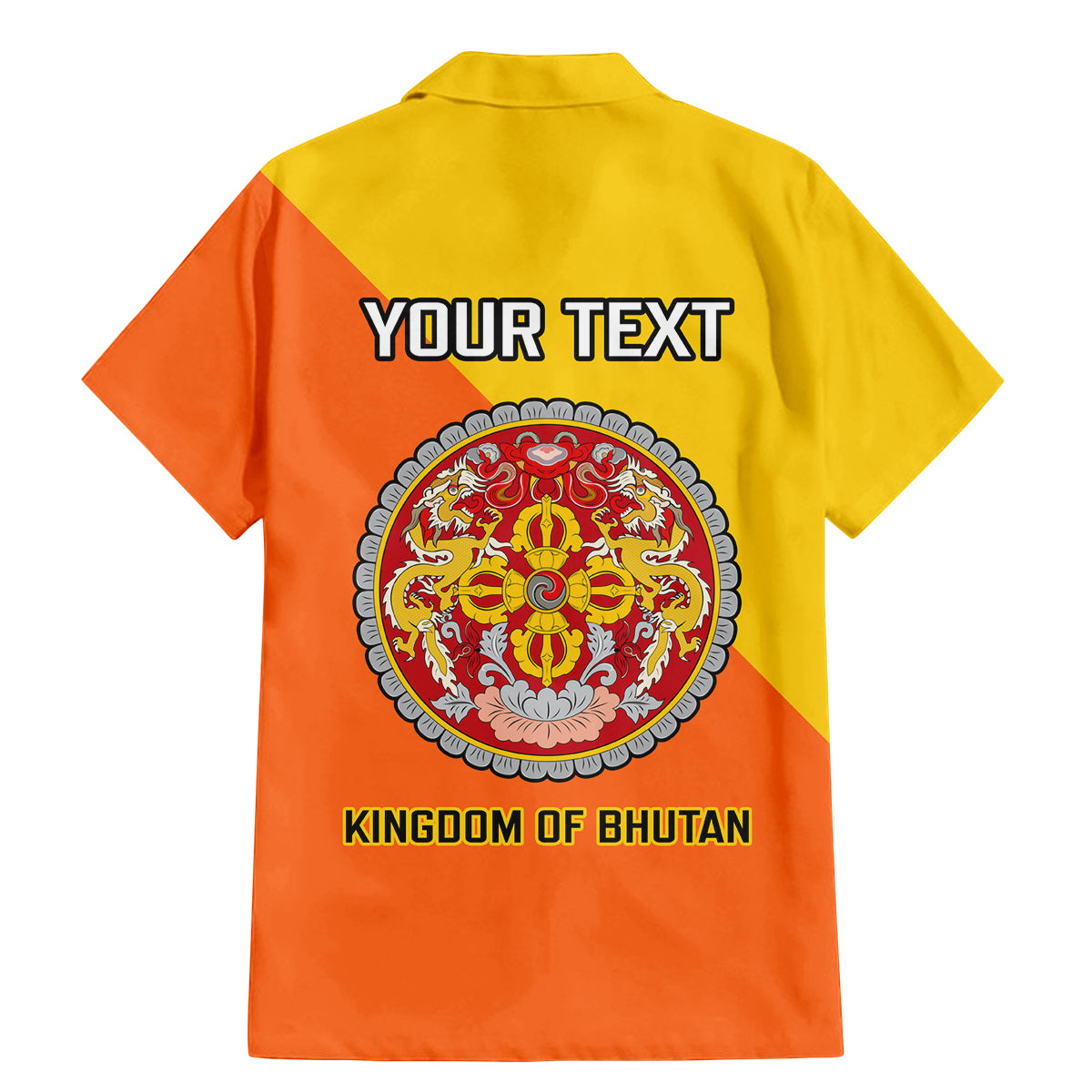 Personalised Bhutan National Day Family Matching Mermaid Dress and Hawaiian Shirt Coat Of Arms Mix Flag Style - Wonder Print Shop