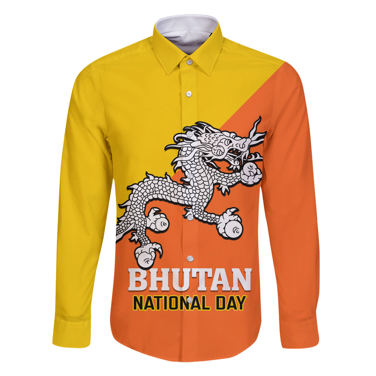 Personalised Bhutan National Day Family Matching Mermaid Dress and Hawaiian Shirt Coat Of Arms Mix Flag Style - Wonder Print Shop
