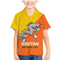 Personalised Bhutan National Day Family Matching Mermaid Dress and Hawaiian Shirt Coat Of Arms Mix Flag Style - Wonder Print Shop