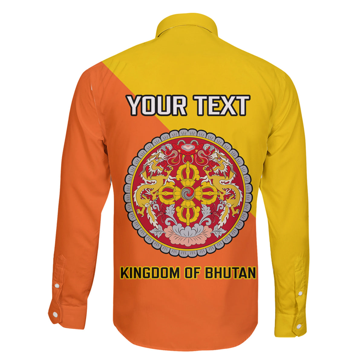 Personalised Bhutan National Day Family Matching Puletasi Dress and Hawaiian Shirt Coat Of Arms Mix Flag Style - Wonder Print Shop