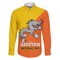 Personalised Bhutan National Day Family Matching Short Sleeve Bodycon Dress and Hawaiian Shirt Coat Of Arms Mix Flag Style - Wonder Print Shop