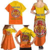 Personalised Bhutan National Day Family Matching Summer Maxi Dress and Hawaiian Shirt Coat Of Arms Mix Flag Style - Wonder Print Shop