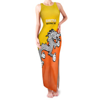 Personalised Bhutan National Day Family Matching Tank Maxi Dress and Hawaiian Shirt Coat Of Arms Mix Flag Style - Wonder Print Shop