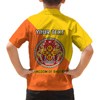 Personalised Bhutan National Day Hawaiian Shirt Coat Of Arms Mix Flag Style - Wonder Print Shop