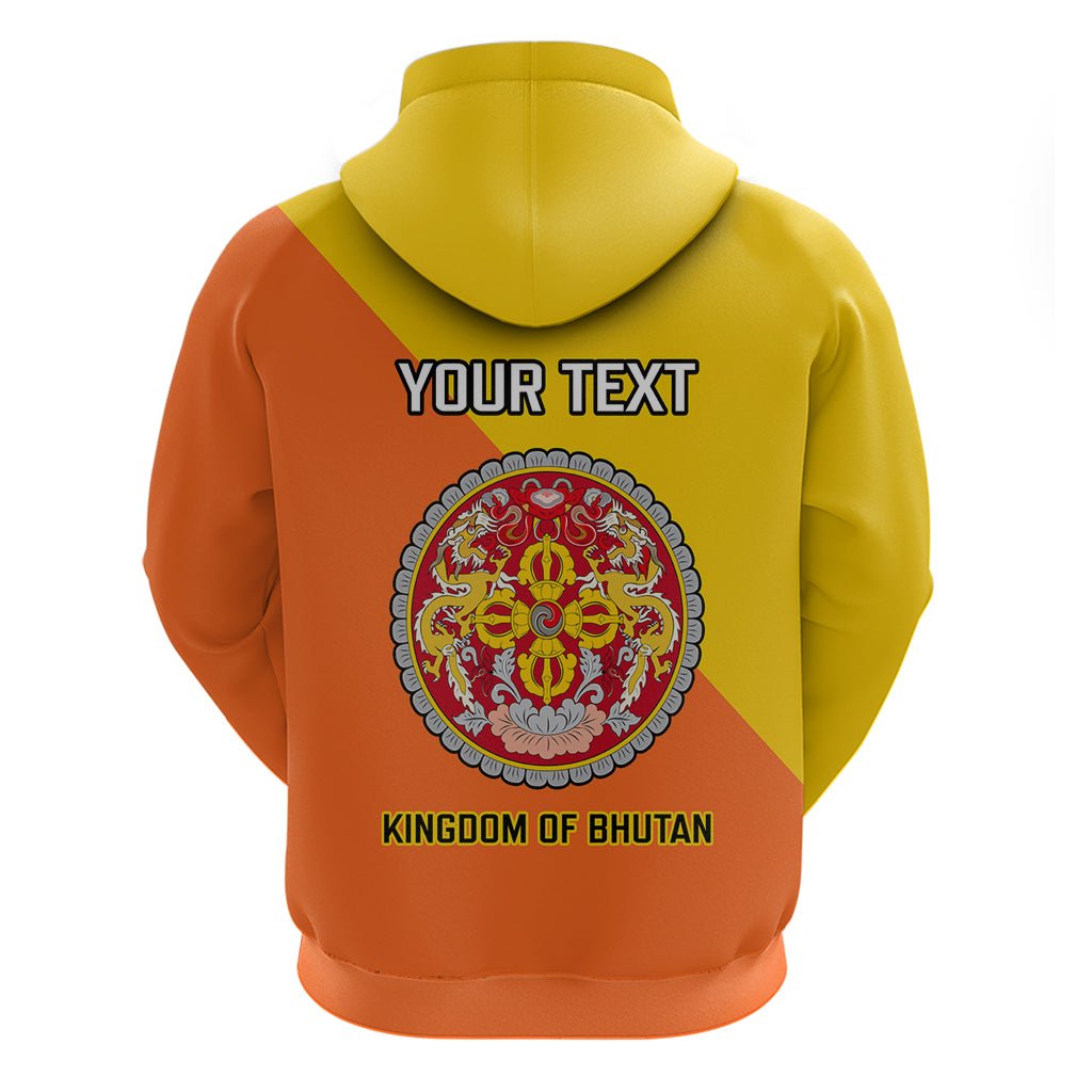 Personalised Bhutan National Day Hoodie Coat Of Arms Mix Flag Style - Wonder Print Shop