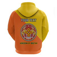 Personalised Bhutan National Day Hoodie Coat Of Arms Mix Flag Style - Wonder Print Shop