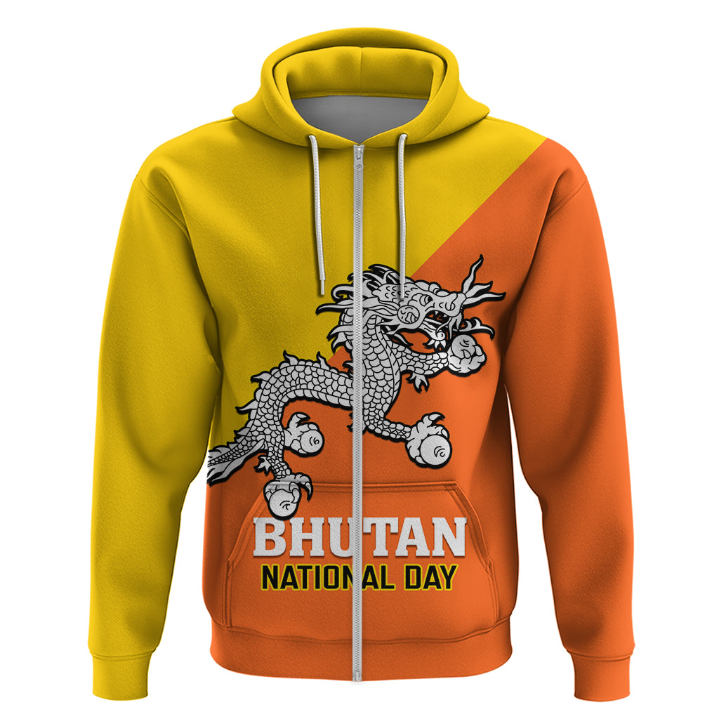 Personalised Bhutan National Day Hoodie Coat Of Arms Mix Flag Style - Wonder Print Shop