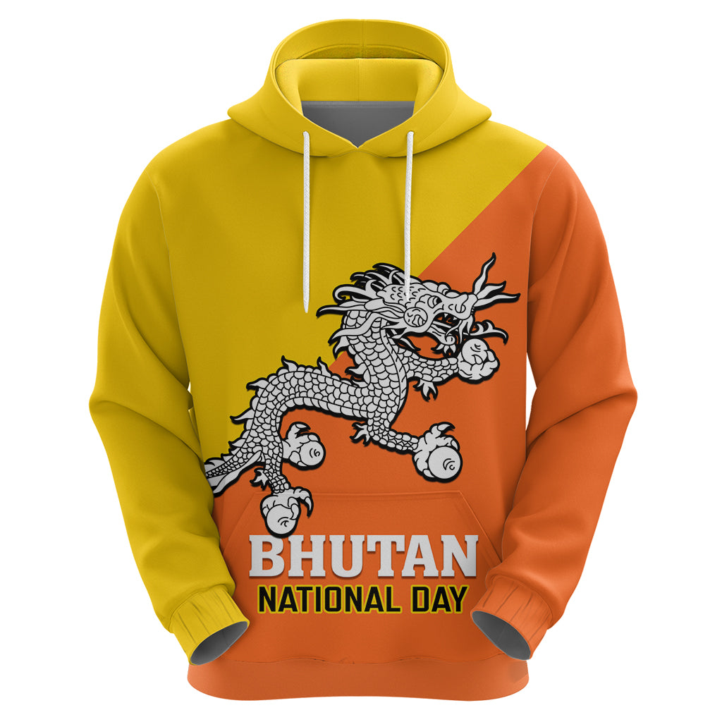 Personalised Bhutan National Day Hoodie Coat Of Arms Mix Flag Style - Wonder Print Shop