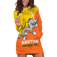 Personalised Bhutan National Day Hoodie Dress Coat Of Arms Mix Flag Style - Wonder Print Shop