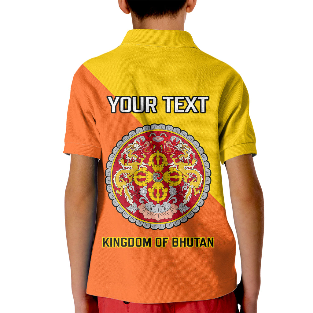 Personalised Bhutan National Day Kid Polo Shirt Coat Of Arms Mix Flag Style - Wonder Print Shop