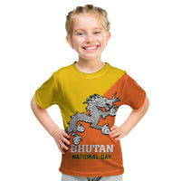 Personalised Bhutan National Day Kid T Shirt Coat Of Arms Mix Flag Style - Wonder Print Shop